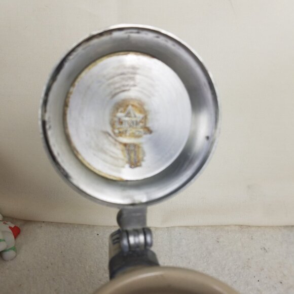 Beer Stein Pewter Lid Vtg Gerz West Germany Blue‎ And Beige tavern scene - Picture 7 of 11